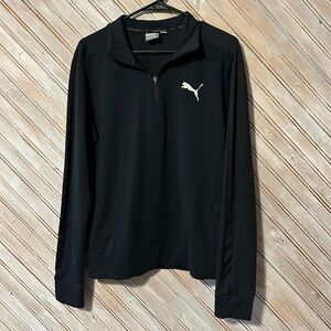 Puma 3/4 Zipper Light Water Resistant Sweater Reflective Logo Black Outdoor